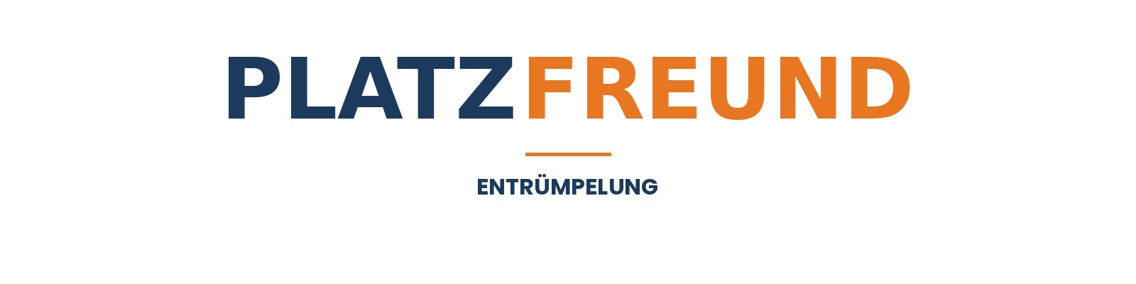 Logo Platzfreund Entrümpelung in Blau und Orange